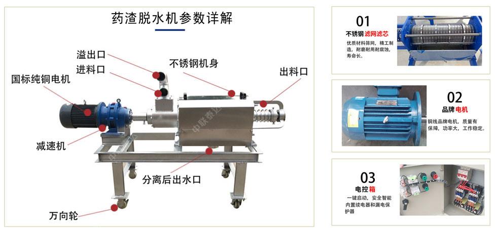 藥渣擠壓脫水機技術參數(shù)